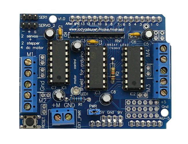 [discontinued] UNO + Proto Shield(with Breadboard Jump Wires) + L293D Motor Drive Shield