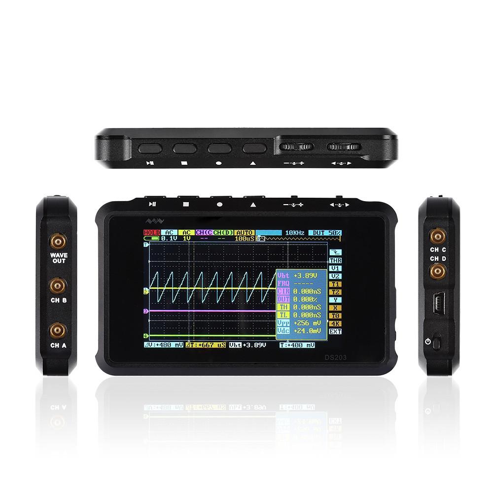 [discontinued] DSO203 Pocket-sized 4-Channel Digital Oscilloscope  8MHz 72 MSps, Aluminum Shell