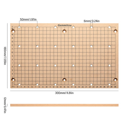 Genmitsu CNC MDF GRID Arbeitsplatte für 3018 CNC-Fräs-/Graviermaschine | 300 x 180 x 12mm | M6 Löcher (6mm)