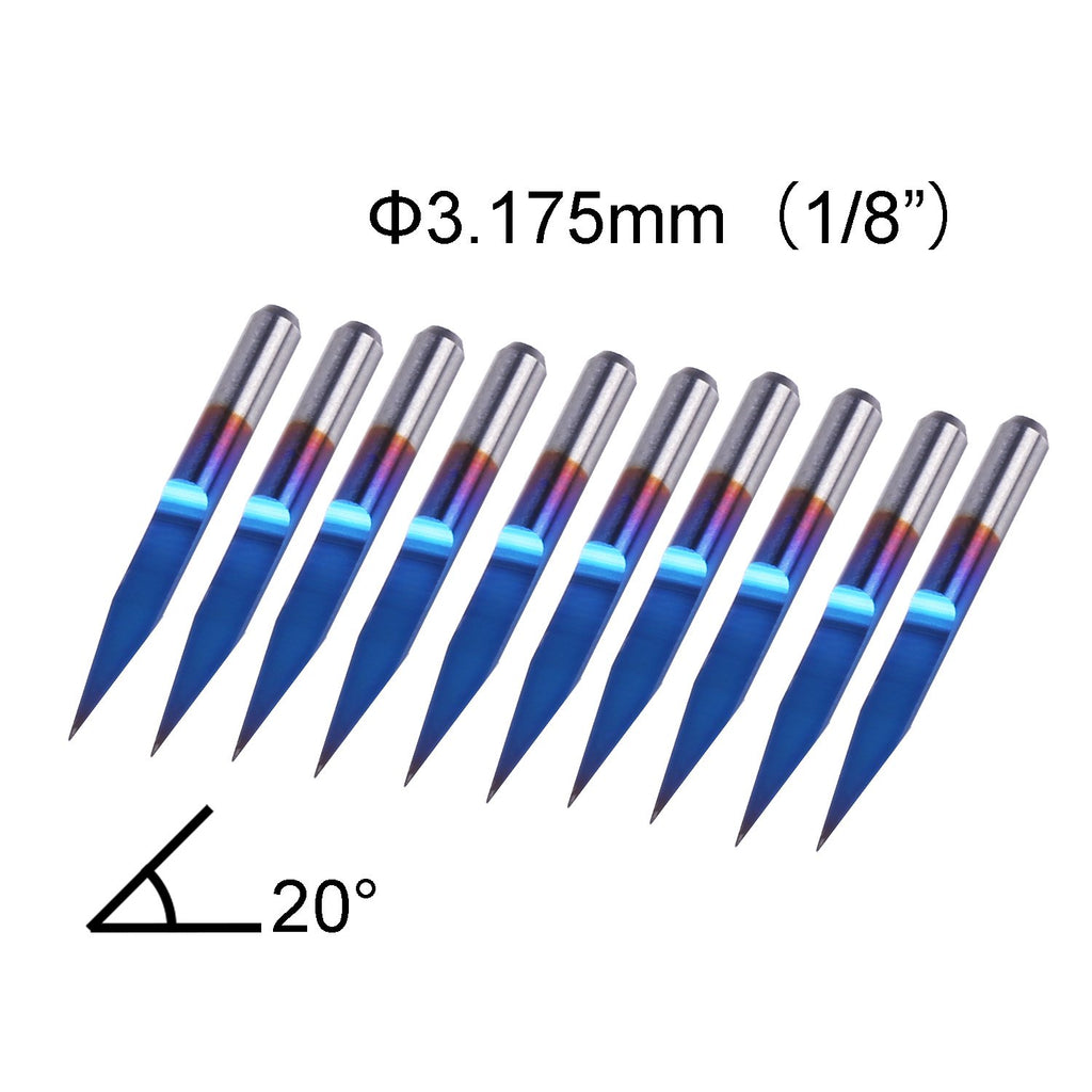 SainSmart Genmitsu Nano Blue Coat Engraving Bits | 20 Degree | 0.1mm