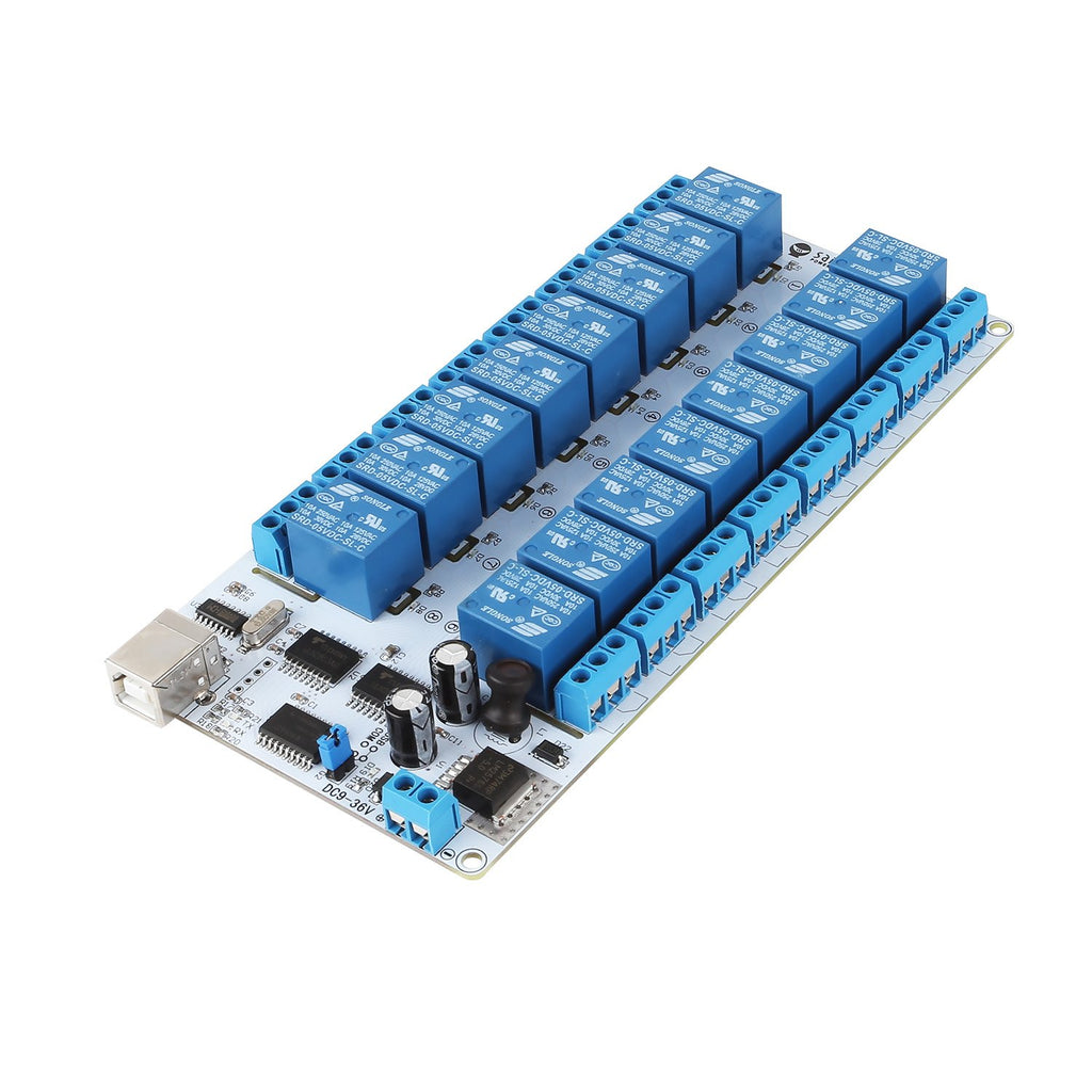 [discontinued] 16-Channel 9-36V USB Relay Module