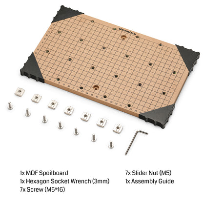 Genmitsu CNC MDF GRID Arbeitsplatte für 3018 CNC-Fräs-/Graviermaschine | 300 x 180 x 12mm | M6 Löcher (6mm)