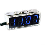 [discontinued] 4-Digit LED Digital Electronic Clock DIY Kit Light Control Transparent Case Red / Blue Light