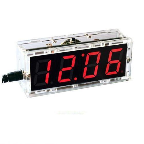 [discontinued] 4-Digit LED Digital Electronic Clock DIY Kit Light Control Transparent Case Red / Blue Light