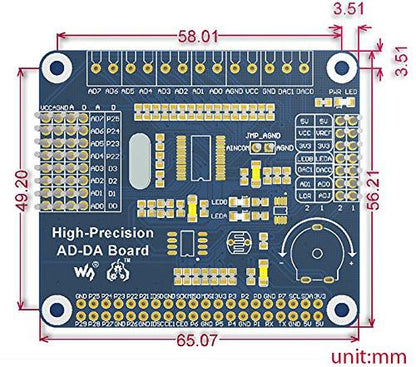 SainSmart Raspberry Pi AD/DA Expansion Sheild Board for Adding High-Precision AD/DA Functions to Raspberry Pi Onboard ADS1256 DAC8552 Sensor Interface