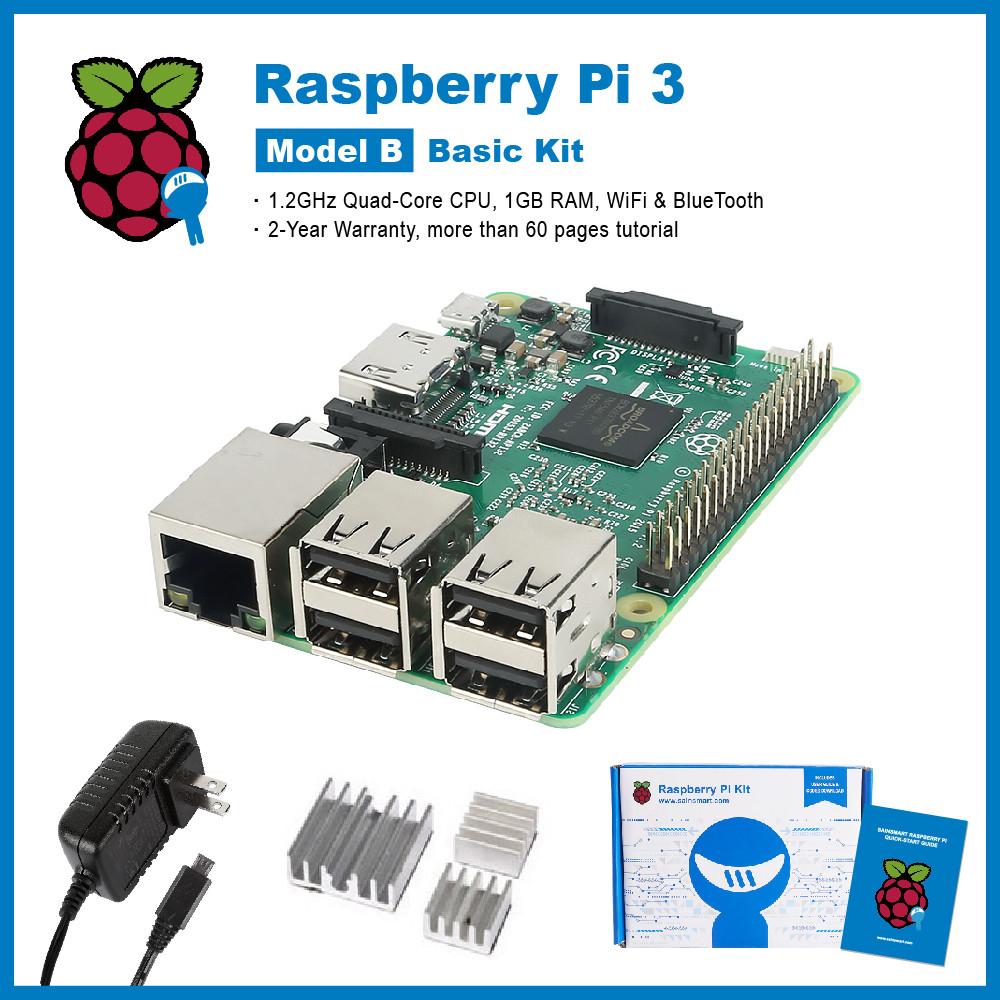 [discontinued] Basic Kit for Raspberry pi 3 model B: 3x Heat Sinks + USB Power Supply (UL Listed) Tutorials&Codes