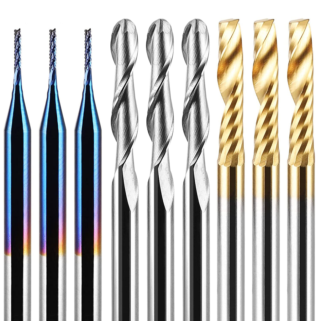 [discontinued] MC30A, 30 Stück CNC Fräser Router Bits, 1/8'' Shank Spiral Upcut Single Flute Titanium Coat Flat Nose End Mill