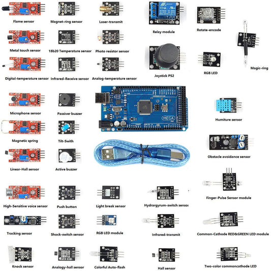 [discontinued] Arduino Mega2560 R3 ATmega2560-16AU2 + 37 in 1 Sensor Module Kit