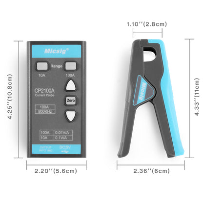 Micsig Oszilloskop-Tastkopf CP2100A AC/DC-Stromtastkopf 800KHz 10A/100A mit Standard-BNC-Schnittstelle