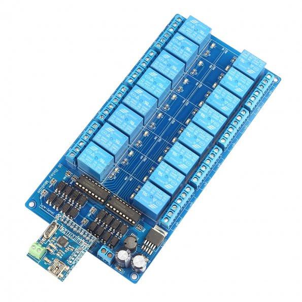 [discontinued] 16-Channel USB HID Programmable Control Relay Module[US ONLY]