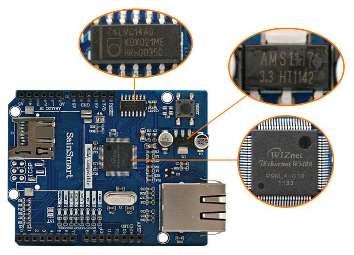 [discontinued] Ethernet Shield for Arduino Uno Mega, W5100